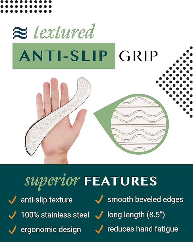 Muscle Scraper Tool with Patent-Pending Non-Slip Grip – Family-Owned Brand - Myofascial Release Tool to Relieve Tension – Massage Scraper for Sore Muscles - Stainless Steel Gua Sha for The Whole Body