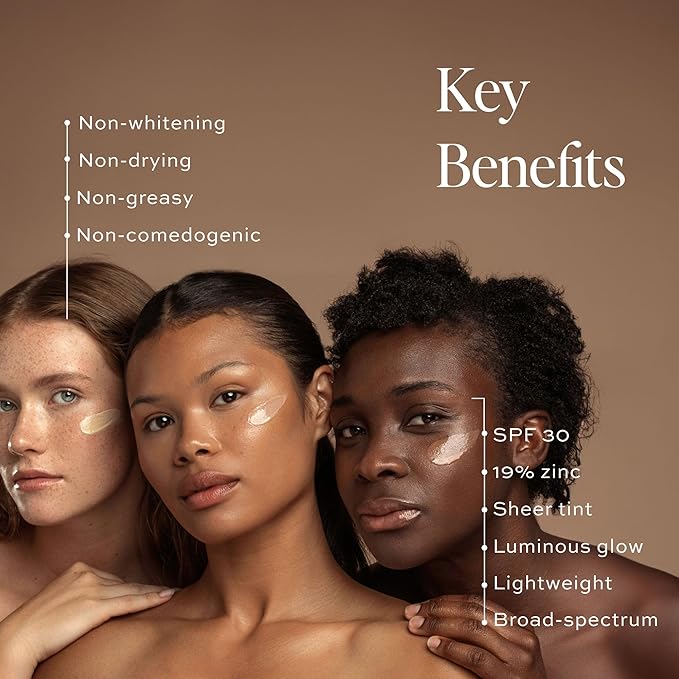 DIME Beauty Tinted Glow Wonderscreen SPF 30, Mineral Sunscreen for Face with 19% Zinc Oxide, Tinted Moisturizer with SPF, 50 g (Shade 02)