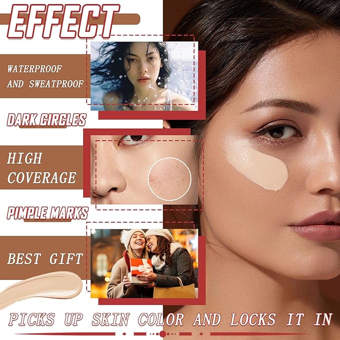 5 Colors Correcting Concealer Palette,Waterproof Long Lasting Cream