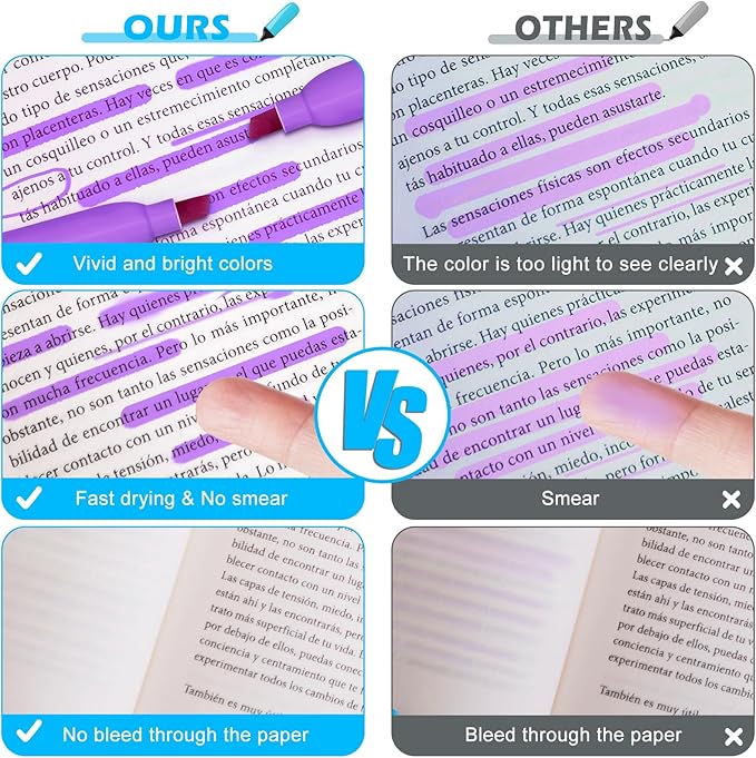 Duchong Highlighters, 30 Packs Purple Highlighter Bright Colors Bulk, Chisel Tip Dry-Quickly No Bleed Highlighter Markers for Adults Kids, Office Classroom Must Have, School Supplies for Teachers