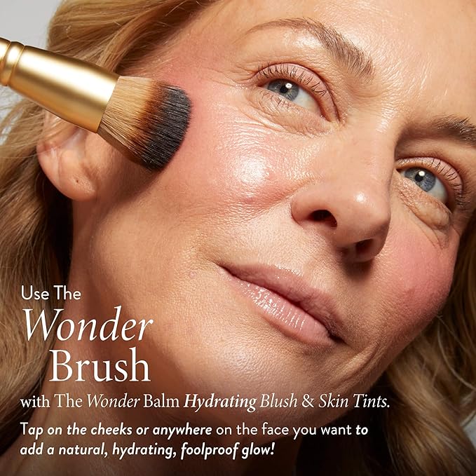 LAURA GELLER NEW YORK The Wonder Brush - Makeup Brush with Wooden Handle - Cream & Liquid Blush - Even Application and Blending