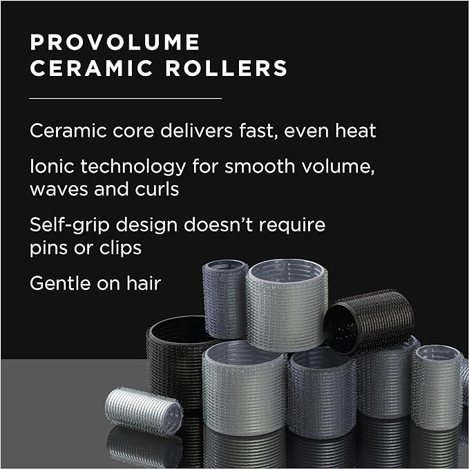 Fromm ProVolume 1.5" Self-Grip Ceramic Ionic Thermal Hair Rollers, 3 Count Salon Quality Hair Curlers for Short, Medium and Long Hair