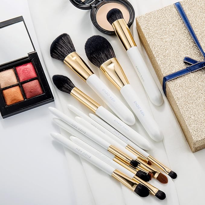Natural Black Goat Hair Makeup Brush Set with Case, Natural Hair Makeup Brushes Set Professional, Make up Brushes Set Professional, Natural Makeup Brushes, Natural Bristle Makeup Brushes.