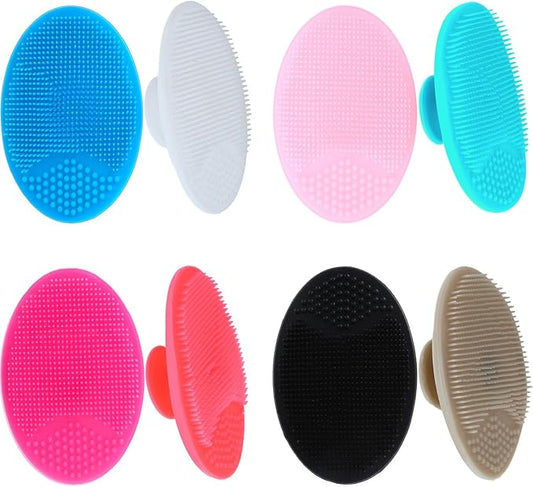 Tatuo 8 Pcs Face Scrubber Soft Silicone Face Scrubber Exfoliator Silicone Facial Cleansing Brush Cradle Cap Wash Brush Blackhead Pore Pad for Deep Cleaning Skin Care 8 Colors