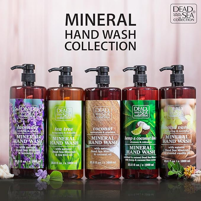 Dead Sea Collection Hand Soap Pump Almond Vanilla - Moisturizing Hand Wash Liquid with Dead Sea Minerals - Almond Vanilla Oils, Balancing & Soothing Pack of 2 (33.8 Fl Oz Each) - 67.6 Fl Oz Total