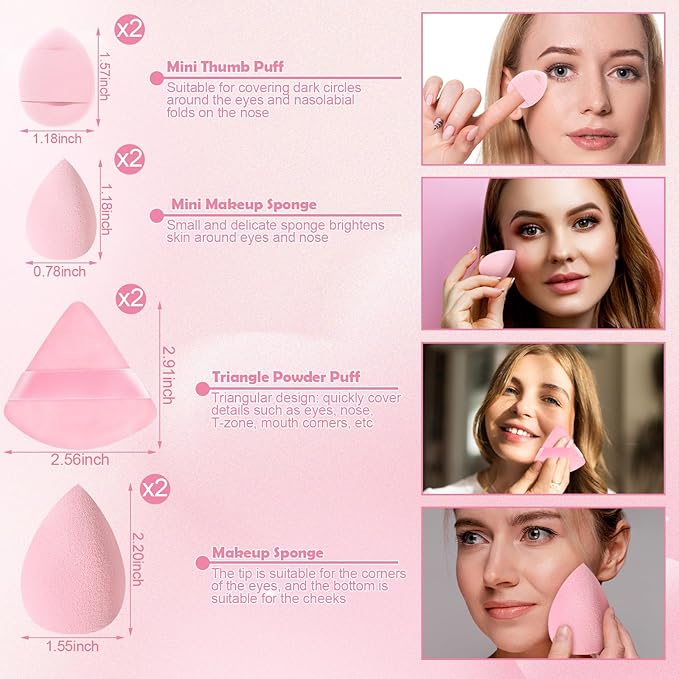 20PCS Travel Makeup Brush Set,10 Pcs Small Makeup Brushes with Mirror,Storage Bag and 8PCS Makeup Sponges for Home,Travel, Party