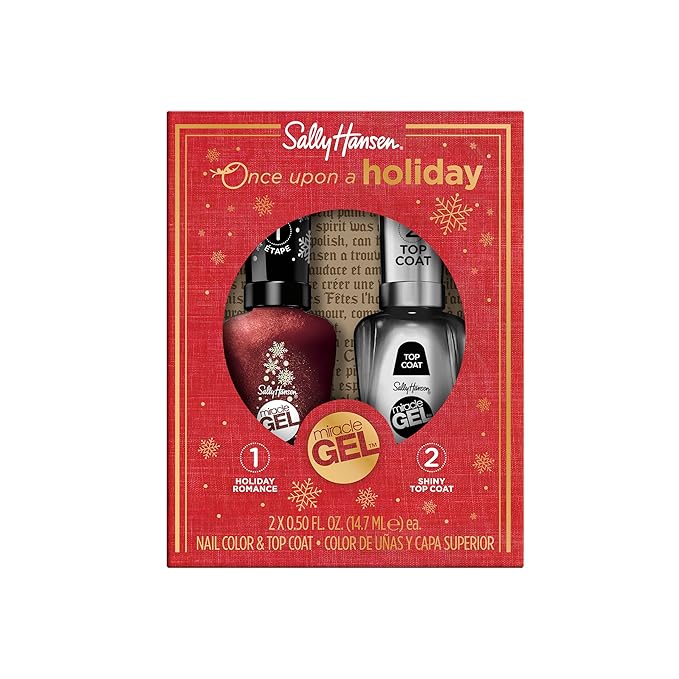 Sally Hansen Miracle Gel, Holiday Duo, Quick Dry, Long Lasting, Opaque, Shimmery Duo Pack Nail Polishes