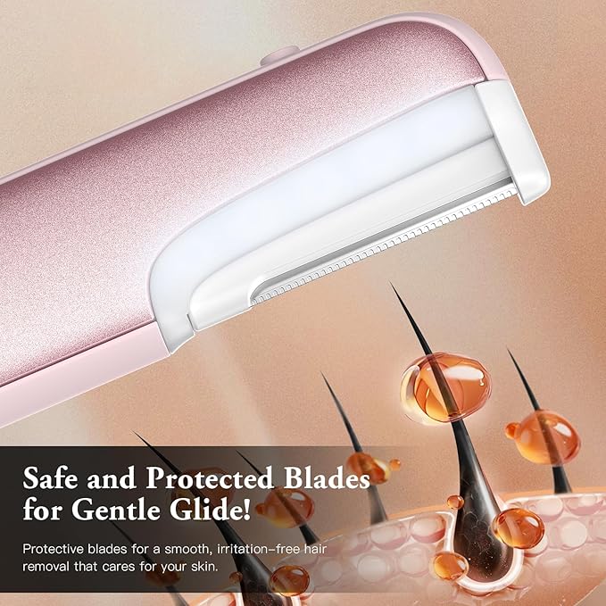 Dermaplaning Tool for Women Face - Edge Technology Sonic Dermaplane Razor for Facial Exfoliation & Peach Fuzz Hair Removal with 10 Refill Blades (Pink)