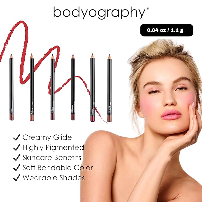 Bodyography Barely There Lip Pencil | Lip Liner Pencil with Coconut Oil, Vitamin E & C | Long-Lasting, Matte Liner for Definition & Color | Makeup Essential for Smooth Lip Contour