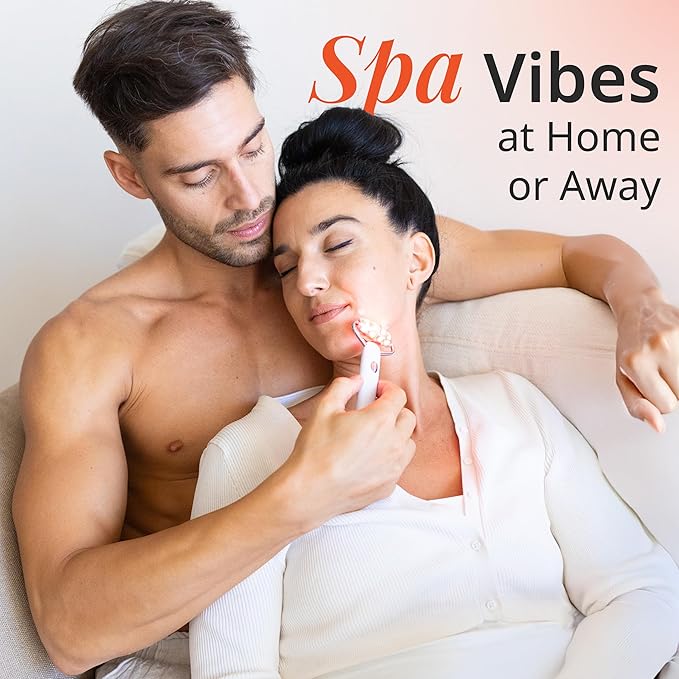 Vanity Planet Mila Contour & Define LED Facial Roller - 3-in-1 Skin Massager with Cooling, Sonic Vibration & Red Light - Ergonomic Anti-Aging Face Tool for Firming & Relaxation