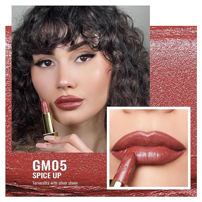 Oulac Metallic Red Lipstick Set 3PCS High Impact Lipcolor with Moisturizing Formula, Vegan Beauty, Full-Coverage Lip Color, Gift Lipstick for Women, 4.3g X 3PCS, 12+GM05+GM13