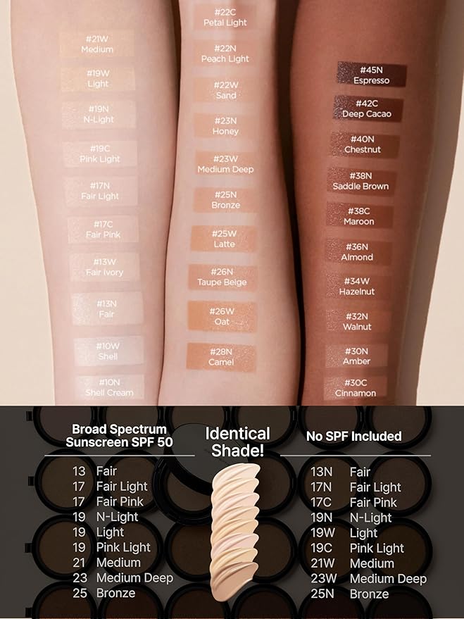 JUNG SAEM MOOL Essential Skin Nuder Cushion 25 Bronze 0.49 Fl Oz (Refill Only, SPF 50 Broad Spectrum) | Natural Radiant Finish, Lightweight Hydration, Korean Cushion Foundation