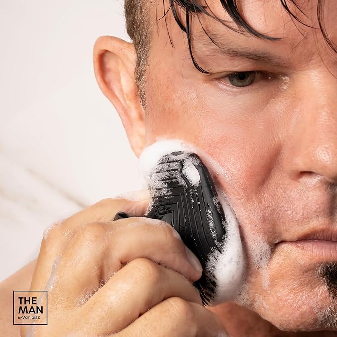 The Man Face Scrubber & Hook - Silicone Face Scrubber for Men, Gentle Exfoliating Face Massager, Flex Face Brush for Men, Removes Dead & Dry Skin, Skin Care Scrub, Shower Facial Cleansing Brush (1Set)