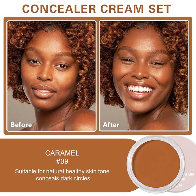 Under Eye Concealer for Dark Circles,Pro Full Coverage Concealer Makeup,Long-lasting Color Corrector for Dark Circles,Waterproof Under Eye Brightener,Corrector de Ojeras (09 CARAMEL)