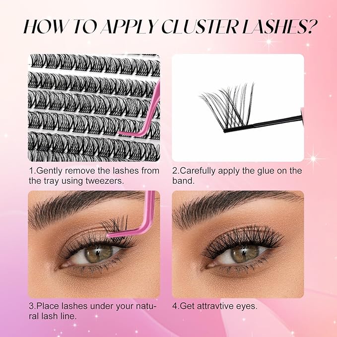 Lash Clusters DIY Eyelash Extensions 120 Clusters Lashes D Curl 0.07 Natural Individual Lash Extensions Mixed Tray False Eyelashes Soft & Strong Thin Band DIY at Home (F30-0.07D, 8-16mm)