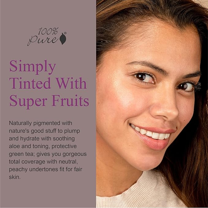 100% PURE Water Foundation Full Coverage Hydrating Makeup, Fl Oz