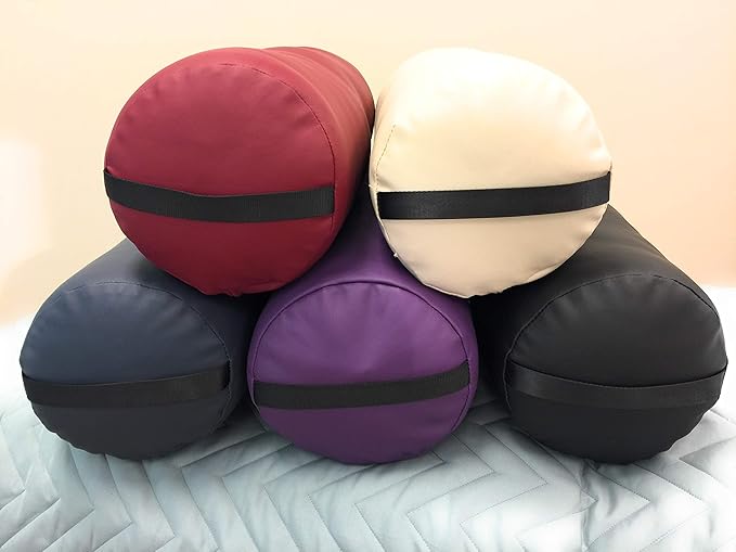 Fluffy Massage Bolster Pillow by NRG - 8"W x 26"L Full Round Massage/Spa Table Bolster with Carrying Strap - Supports Neck, Knees or Ankles - PVC Free Vinyl Upholstery - CFC Free Foam - Vanilla Cream