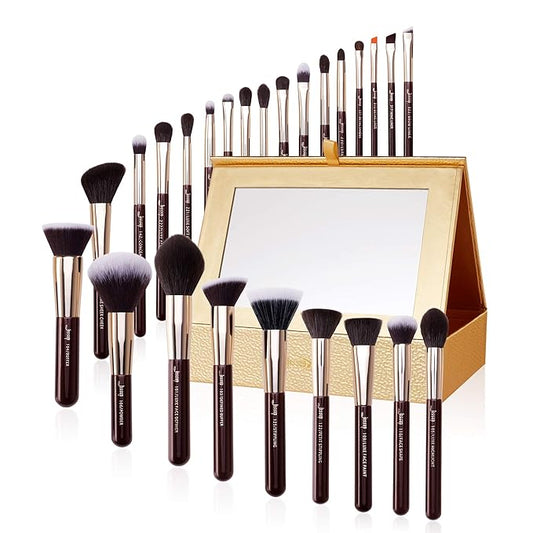 Jessup Makeup Brushes Set Professional Makeup Brush Eyeshadow Blending Powder Foundation Blusher Concealer 25pcs with Cosmetics Storage Box, Zinfandel T285