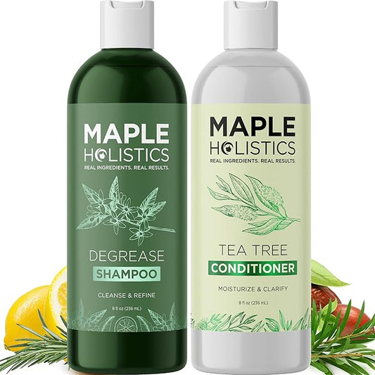 Shampoo and Conditioner for Oily Hair and Scalp - Sulfate and Paraben Free Shampoo and Conditioner Set for Oily Hair Care with Deep Cleansing Tea Tree Oil - Color Safe & Cruelty Free (8 Fl Oz)