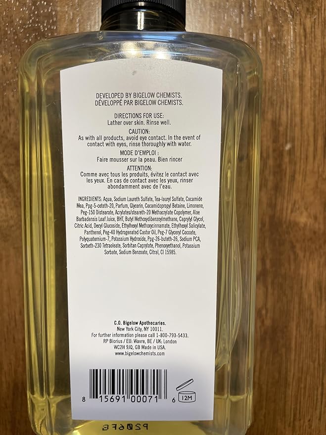 C.O. Bigelow Body Cleanser - No. 1161 - Moisturizing Lemon Body Wash for Men & Women with Aloe Vera, Sodium PCA, and Glycerin, 10 fl oz