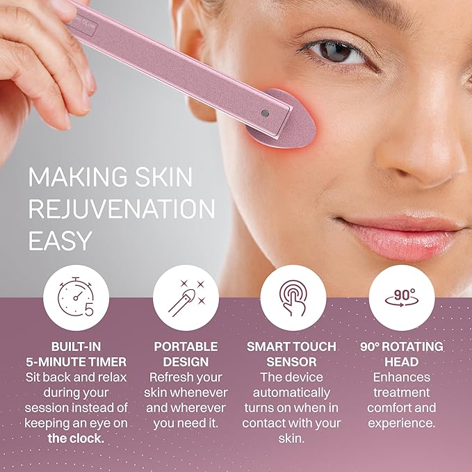 Lumina NRG Mini Glow Pro 5-in-1 LED Face Wand – Skin Lifting, Toning & Firming Facial Massager with EMS, Microcurrent, Red & Blue Light – at Home Neck Contouring Beauty Device & Sculpting Tool