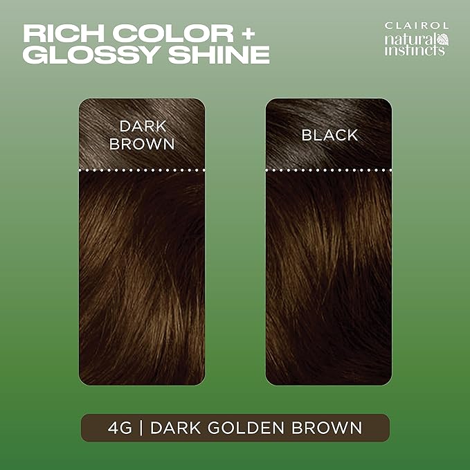 Clairol Natural Instincts Demi-Permanent Hair Dye, 4G Dark Golden Brown Hair Color, Pack of 1