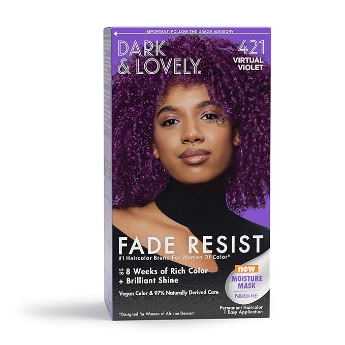 Softsheen-Carson Dark and Lovely Hair Dye, Fade Resist Hair Color with Conditioning Mask, Virtual Violet, 1 Kit