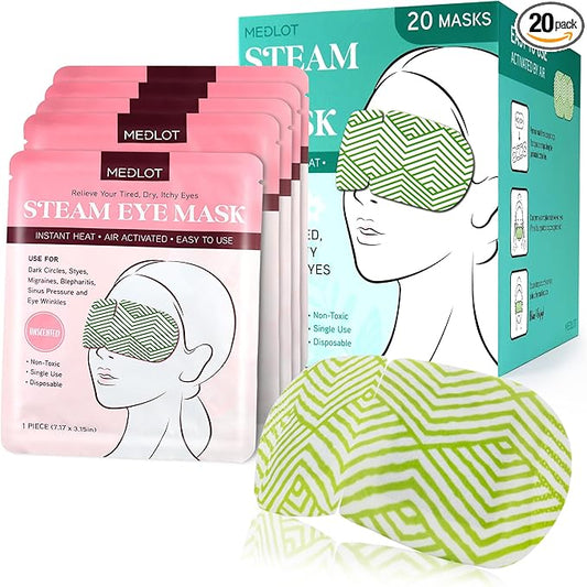 Steam Eye Masks, 20 Packs Heated Eye Mask for Dry Eyes, Puffy Eyes, Dark Circles, Disposable Moist Warm Eye Mask for Sleeping, Relief Eye Fatigue Hot Sleep Eye Mask, Unscented