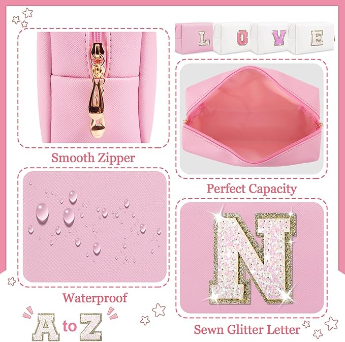 Personalized initial letter makeup bag,