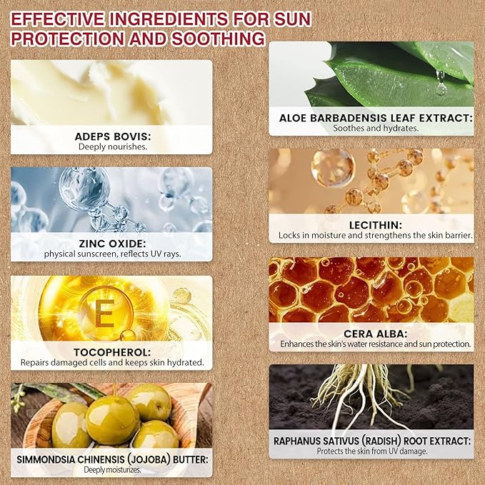 Beef Tallow Sunscreen with Zinc Oxide for Body Facial, Non-Toxic Natural Mineral Sunscreen Reef Safe Sunblock SPF 50,Clean Non-Greasy (For Sport or Daily Use), 3.5 OZ