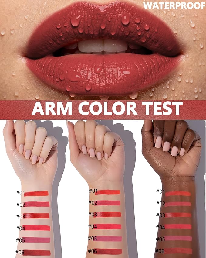 Lip Tint Stain Pen, Red Waterproof Long Lasting Matte Lip Liner Stain Pencil, High-Pigmented Quick Dry Liquid Lipstick, Non Sticky Cup Smudgeproof Lip Tint Gloss, Christmas Makeup Gift for Women-01
