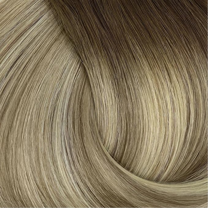 Full Shine Ombre Clip in Extensions Medium Brown to Ash Brown Mix Dirty Blonde 18 Inch Straight Clip in Hair Extensions Real Human Hair Invisible Lace Weft Clip ins Balayage Real Hair Extensions