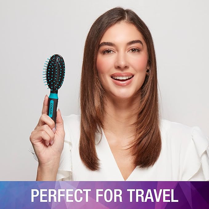 Conair Salon Results Hairbrush Set - Travel Hair Brush - Hairbrushes for All Hair Types - curly hair brush - hairbrush - detangler brush - Travel size + Full-size Brush