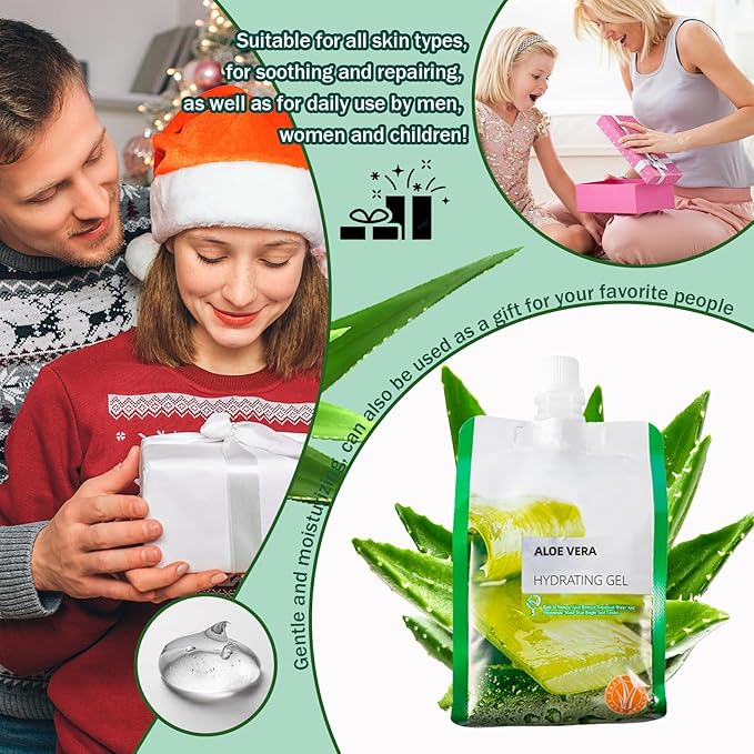 Moisturizing Gel for Face & Body,Non-sticky Gel After Sun Aloe Lotion Skin Care,Fast Absorbing Long Lasting Refreshing Hydrating Face Moisturizer for All Skin Types 06