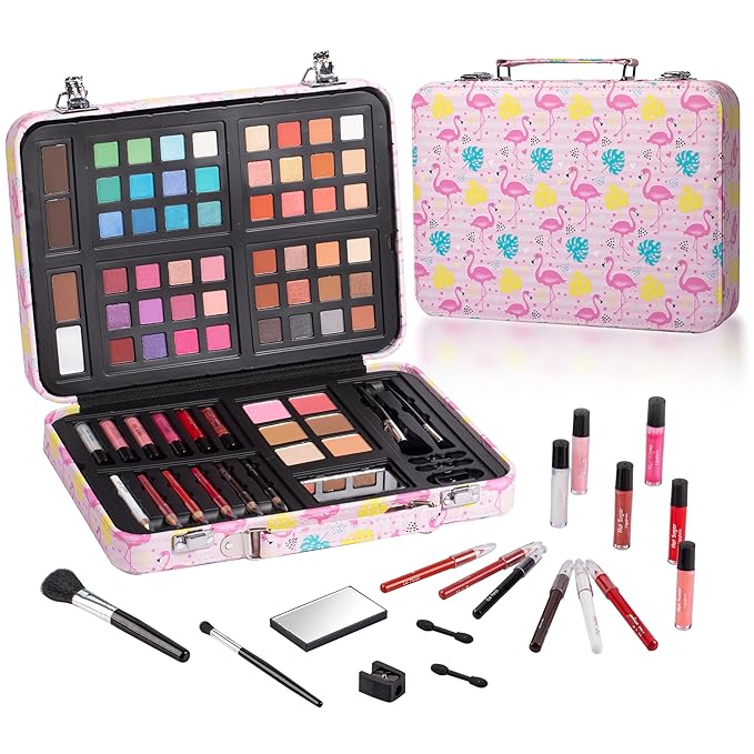Hot Sugar Makeup Kit for Teenager Girls 10-12, All in One Beginner Makeup Kit for Women Full Kit, Teen makeup kit Cosmetic Gift Set for Birthday Christmas (Flamingo)