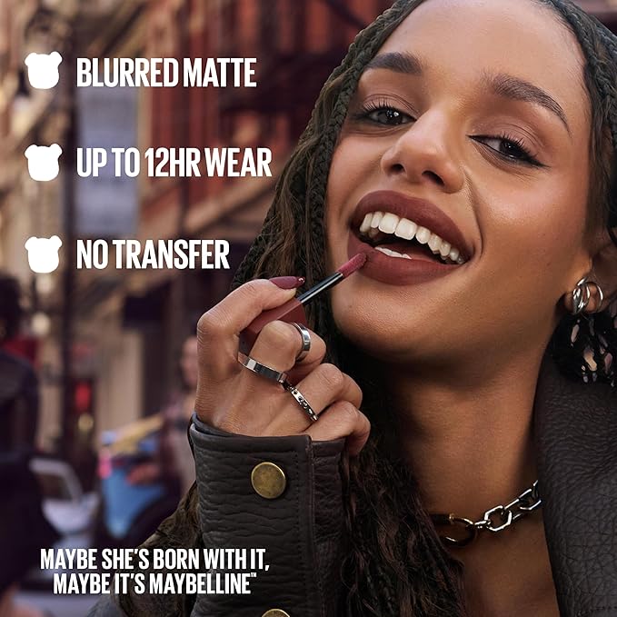 MAYBELLINE Super Stay Teddy Lip Tint, Long Lasting Matte Lipstick for Up To 12HR Wear, Buffed Out, 1 Count