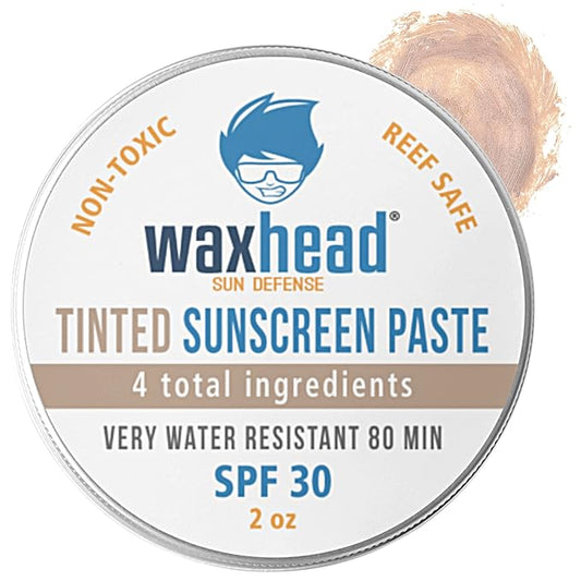 Waxhead Tinted Reef Safe Sunscreen Travel Sunscreen, Kids Sunscreen, Zinc Oxide Sunscreen Sunblock Paste, Tinted Sunscreen for Face, Sunscreen Waterproof, Sun Block, Zinc Sunscreen for Kids, Surf
