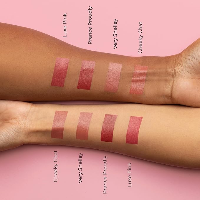 MCoBeauty - Crème Matte Luxe Lipstick - Long Lasting Hydrating Soft Matte Lipstick with Square-Tip Bullet - Cheeky Chat, Nude Pink Shade - 3.5g - Lip Makeup