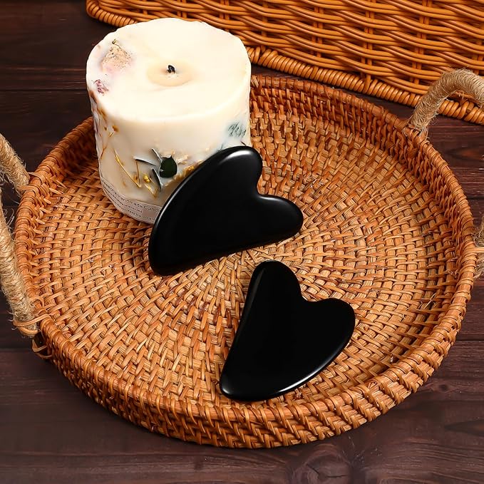 rosenice Jade Gua Sha Facial Tool: 2-Pack Face Sculpting & Massage Stone for Jawline Definition, Puffiness Reduction, Skin Care Tools for Men Women