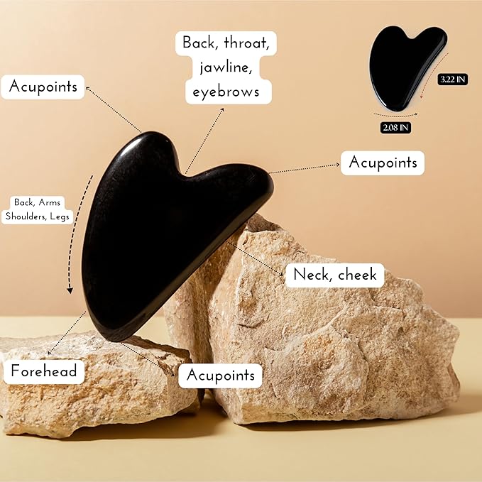 Padime Massage Set, Scalp Comb + Black Obsidian Gua Sha, Jade Comb for Multi-Functional Handheld Head Massage, Relaxation, Stress Relax, Jade Scalp + Gua Sha for Whole Body, Beautiful Packaging