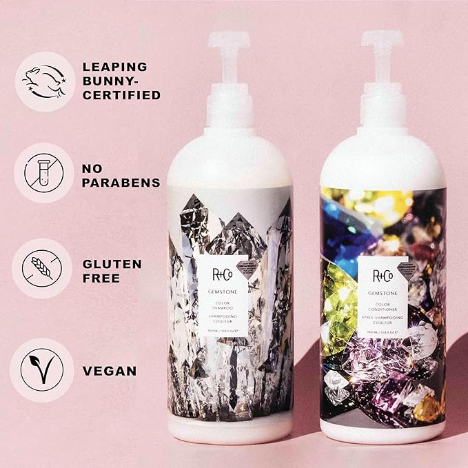 R+Co Gemstone Color Shampoo & Conditioner Set + Deluxe Sample (0.5oz) | Protects Color, Repairs & Nourishes | Vegan + Cruelty-Free | 33.8oz (Pack of 2)