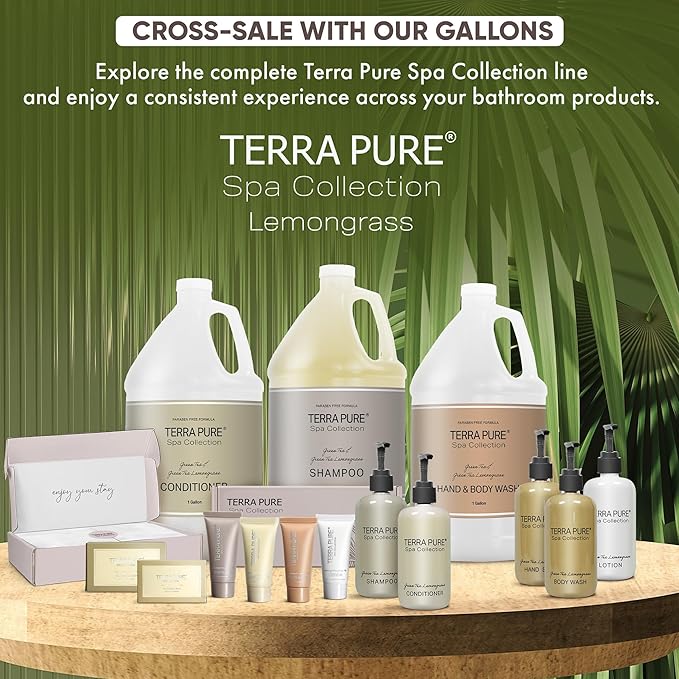 Terra Pure Spa Collection 1 Liter Body Wash Refill Bag For Soap Dispensers | Bulk Toiletries for Vacation Rentals, and Home Bathroom Showers | Green Tea Lemongrass | Single