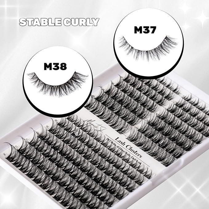 Lash Clusters 168pcs Manga Lash Extension 10-18mm Cluster Eyelash Extensions Natural Band Lash D-Curl Individual Lashes -M37+M38（Fairy+Natural）