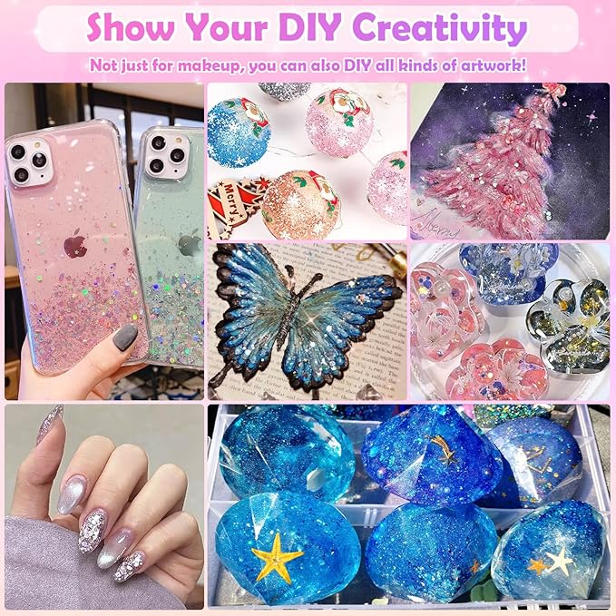 10 Colors Body Face Glitter Gel for Skin and Hair, Makeup Sparkles Rave Accessories for Festival Outfits, Mermaid Decorations, Disco Cowgirl, Mardi Gras