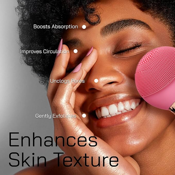 Bella Ciao Facial Cleansing Brush, Rechargeable Silicone Face Scrubber with 4 Massage Settings, Portable Deep-Cleaning and Exfoliating Brush with 2-Sided Head, IPX5 Water-Resistant, Includes Charger