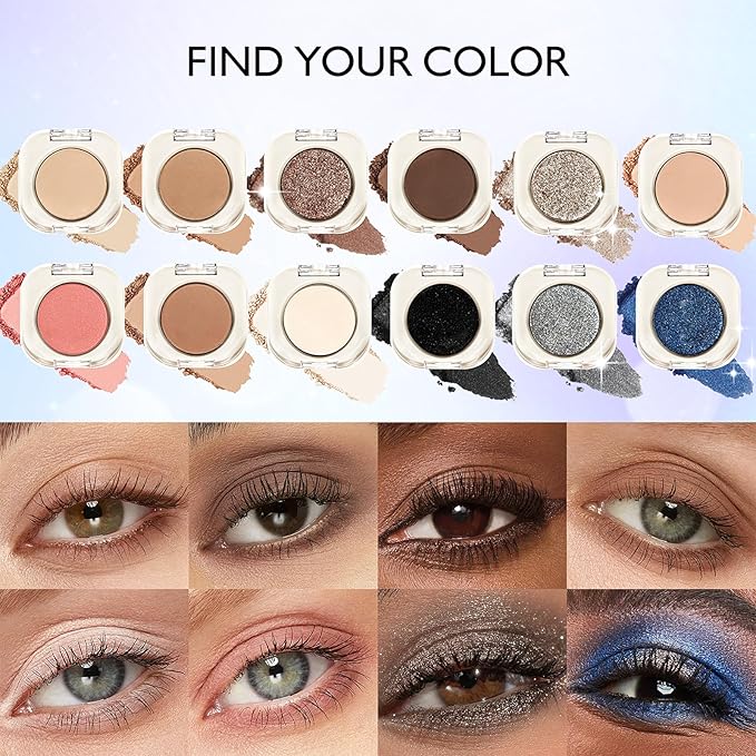 Beige Matte Eyeshadow Palette, Single Nude Eye Shadow Palette High Pigment sombras para ojos Mini Velvet Pressed Powder Eye Primer Eyeshadow Base Lightweight Blendable Travel-Friendly Makeup Kit