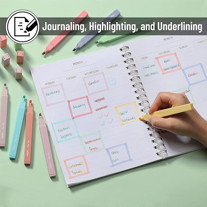 Mr. Pen- Aesthetic Cute Pastel Highlighters Set, 8 pcs, Chisel Tip, Candy Colors, No Bleed Bible Assorted Colors