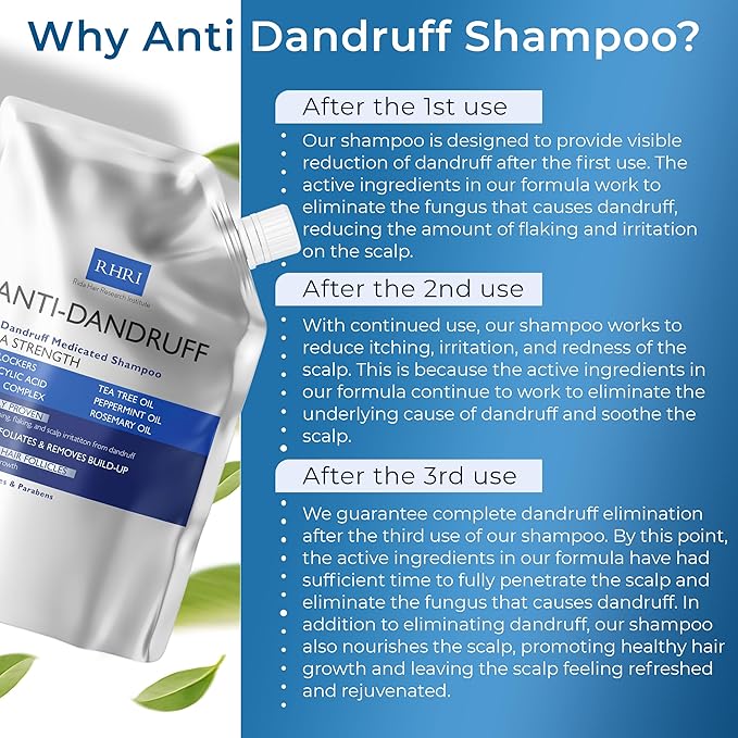 Anti Dandruff Shampoo Anti Fungal Dandruff Mens Shampoo | Medicated, Clarifying, Psoriasis & Biotin w/Salicylic Acid | For Dry, Itchy, Flaky, Irritated Scalp & Hair