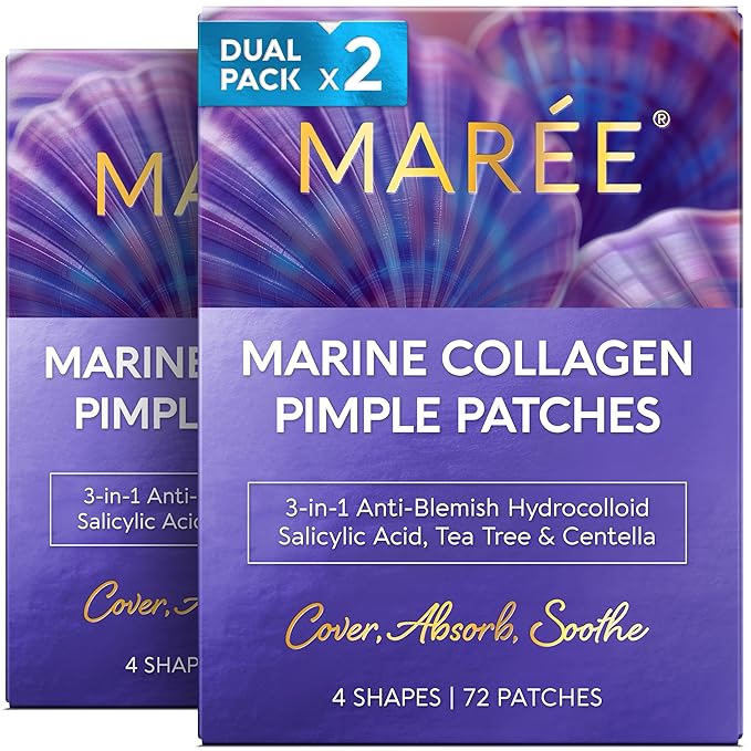 MAREE Star Pimple Patches for Face 2 PACK - Hydrocolloid Acne Patches w/Salicylic Acid, Tea Tree Oil & Centella - Cute Pimple Patches Stars - Teens Zit Patches Stickers - Parches Para Acne - 144 Dots