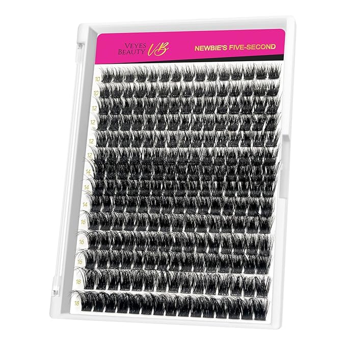 VEYESBEAUTY Lash Clusters Fluffy Individual Lash Extensions Xtreme 3D Layered Volume Eyelashes Thin & Invisible Band Wispy Faux Mink Lash Newbie's Five-Second Mixed Length 10-18mm